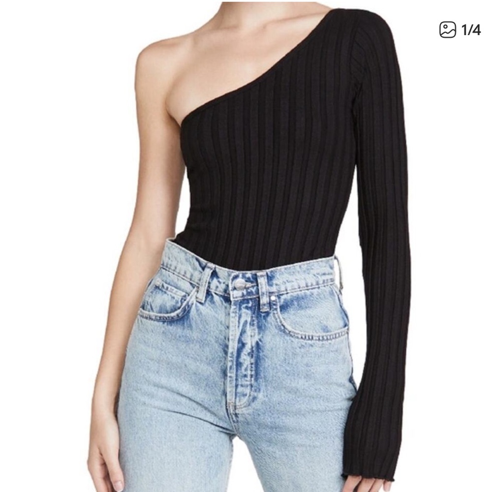 Simon Miller Black Ribbed Asymmetric Top